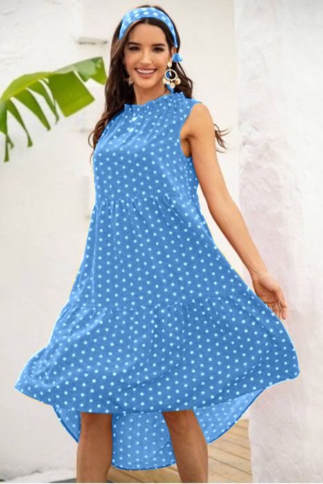 POLKA DOT RUFFLE HEM MIDI DRESS