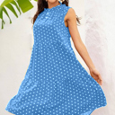 Small Blue POLKA DOT RUFFLE HEM MIDI DRESS