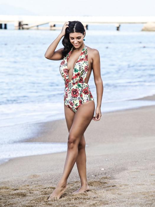 YELLOW FLORAL ONE-PIECE WOMEN SWIMSUIT