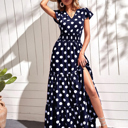  Annabelle Polka Dot Split Maxi Dress