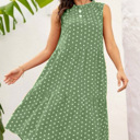 Small Green POLKA DOT RUFFLE HEM MIDI DRESS