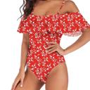 Floral Small VINTAGE OFF SHOULDER RUFFLED FLORAL SWIMSUIT