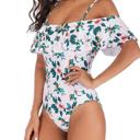  VINTAGE OFF SHOULDER RUFFLED FLORAL SWIMSUIT