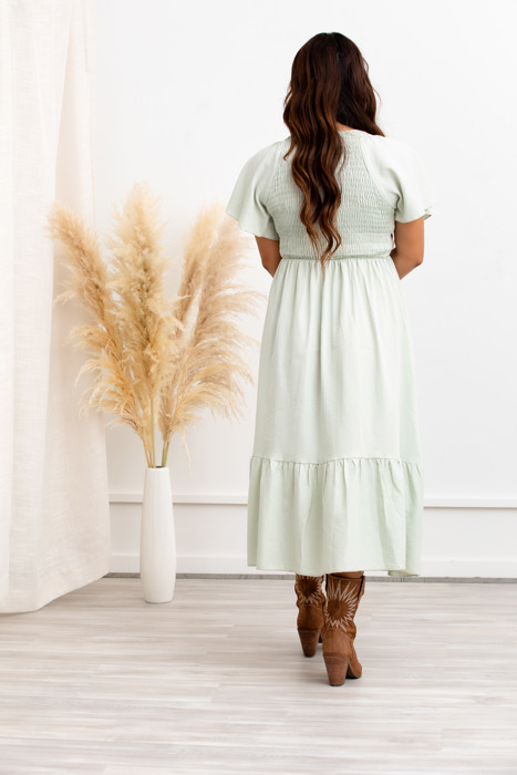 Laurel Smocked Midi Dress Floral with Flutter Sleeves