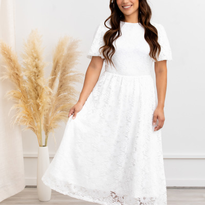 Myla White Midi Lace Women Dress Party Dress, Prom Dress, Wedding Dress, Pregnancy, White Dress