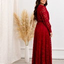  Carolina Deep V Lace Floral Burgundy Maxi Dress | Party Dress, Prom Dress, Wedding Dress, Pregnancy Photo-shoot Dress, Nursing Dress, Christmas Dress