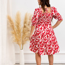  Elaine Red Floral Smocked Dress – Puff Sleeve Tiered Mini