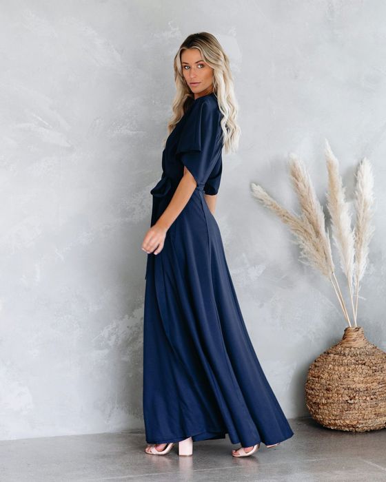 La Mere Wrap Women Navy Maxi Dress