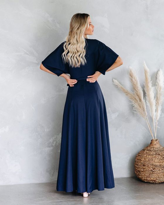 La Mere Wrap Women Navy Maxi Dress