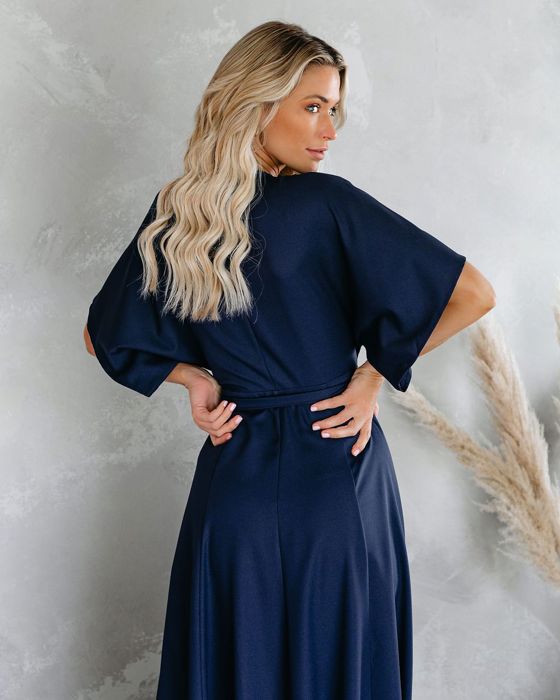 La Mere Wrap Women Navy Maxi Dress