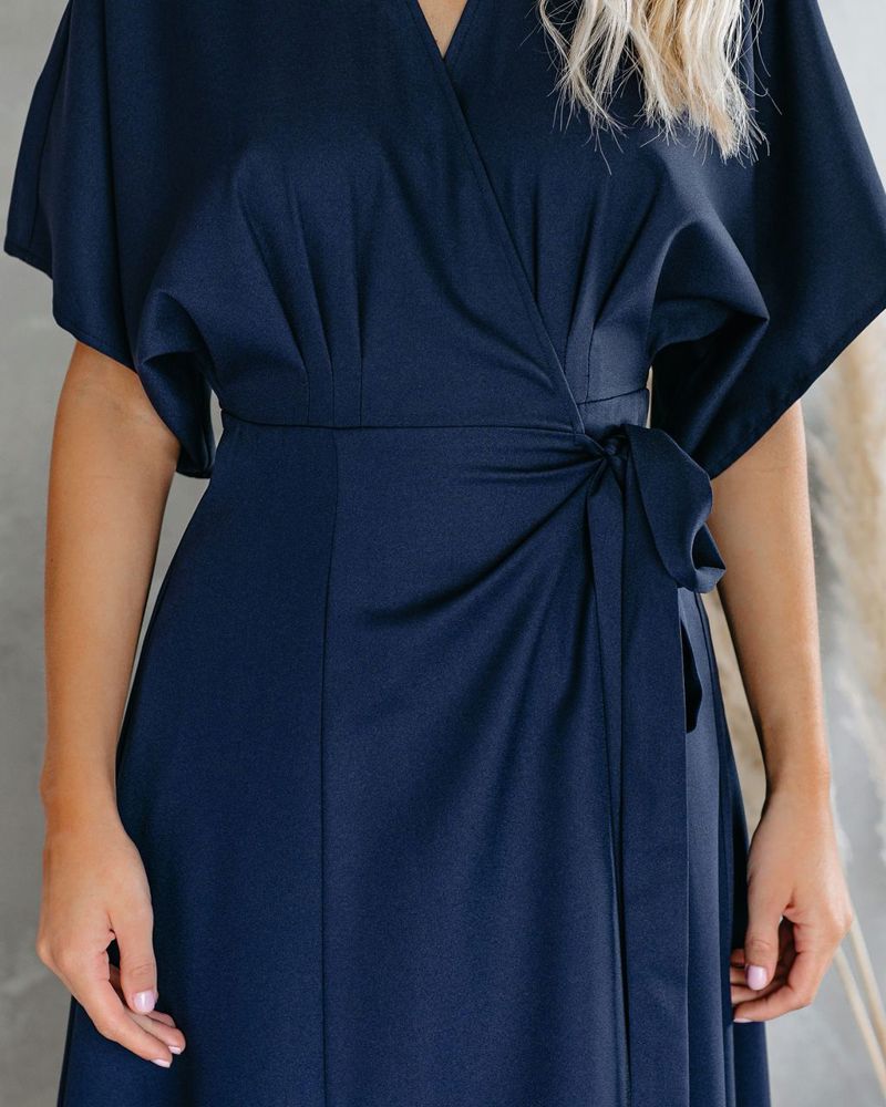 La Mere Wrap Women Navy Maxi Dress