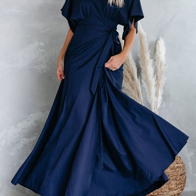 La Mere Wrap Women Navy Maxi Dress