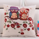 Beige  Whimsical Owl Throw Pillow Covers – Colorful 18"x18" Cushion Covers 