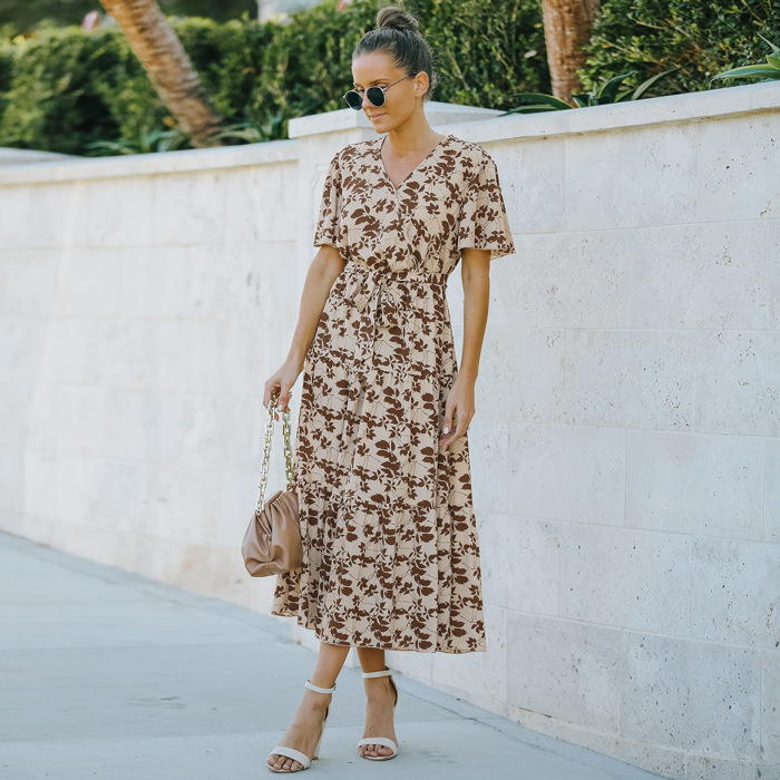 Milan Floral Belted Midi Dress