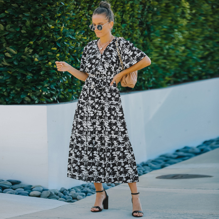 Milan Floral Belted Midi Dress