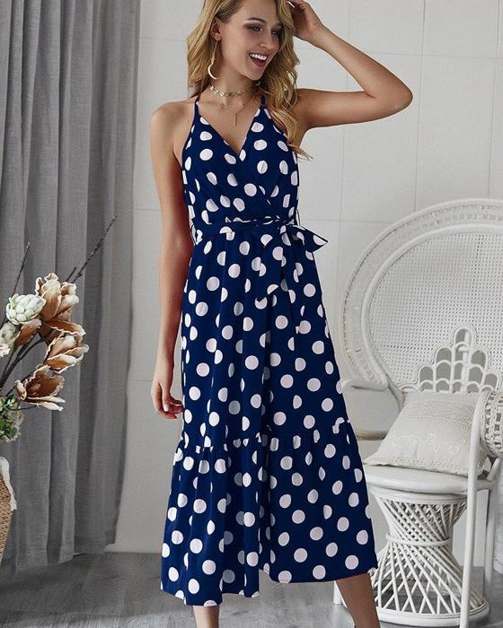 AMELLY POLKA DOT MIDI DRESS