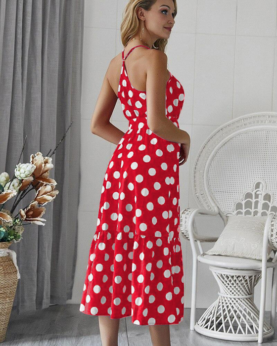 AMELLY POLKA DOT MIDI DRESS