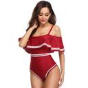  VINTAGE OFF SHOULDER RUFFLED FLORAL SWIMSUIT