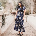  Clara Navy Women Floral Maxi Dress