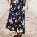  Clara Navy Women Floral Maxi Dress