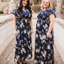  Clara Navy Women Floral Maxi Dress