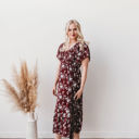  Laurel Floral Burgundy Rayon Midi Dress