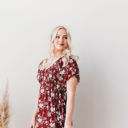  Laurel Floral Burgundy Rayon Midi Dress