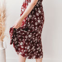  Laurel Floral Burgundy Rayon Midi Dress