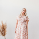 Small Oana Floral Midi Smocked Bodice Modest Dress