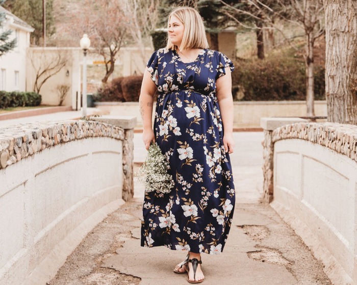 Clara Navy Women Floral Maxi Dress