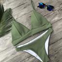  Olive Ribbed Triangle Bikini Set Swimsuit