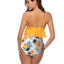  RUFFLE HIGH WAISTED V-NECK  BIKINI SWIMSUIT