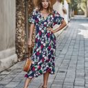  KNEE LENGTH RUFFLE WOMEN WRAP DRESS CLEARANCE