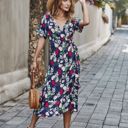  KNEE LENGTH RUFFLE WOMEN WRAP DRESS CLEARANCE