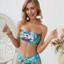 Blue Small Tropic Candy Bikini Bandeau Set Swimsuit