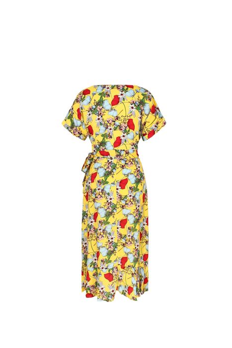KNEE LENGTH RUFFLE WOMEN WRAP DRESS CLEARANCE