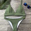  Olive Ribbed Triangle Bikini Set Swimsuit