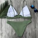  Olive Ribbed Triangle Bikini Set Swimsuit