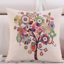 Owl Tree  Whimsical Owl Throw Pillow Covers – Colorful 18"x18" Cushion Covers 