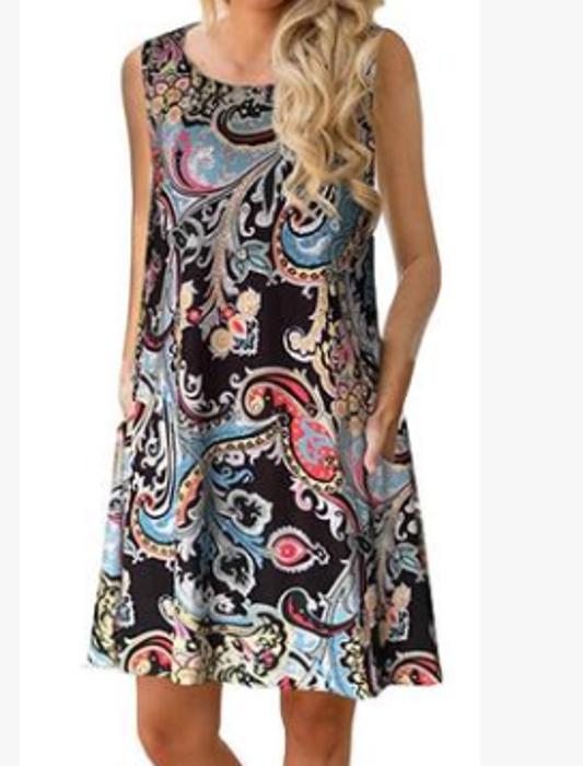 Lina Sleeveless Floral Women T-Shirt Mini Dress