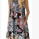 Black Paisley  Small Lina Sleeveless Floral Women T-Shirt Mini Dress