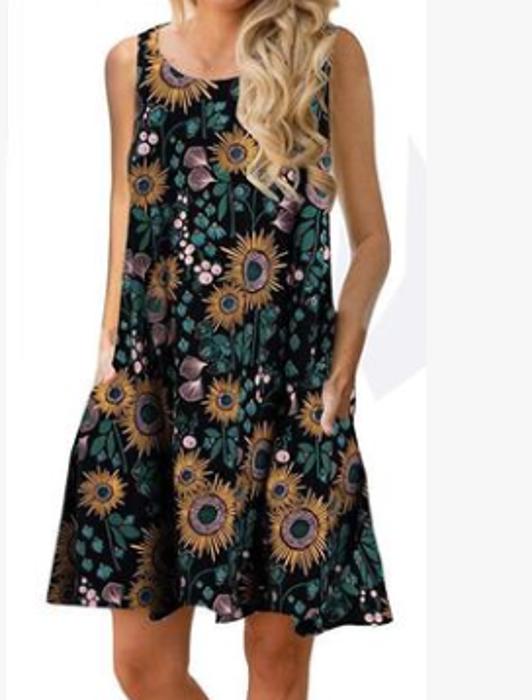 Lina Sleeveless Floral Women T-Shirt Mini Dress