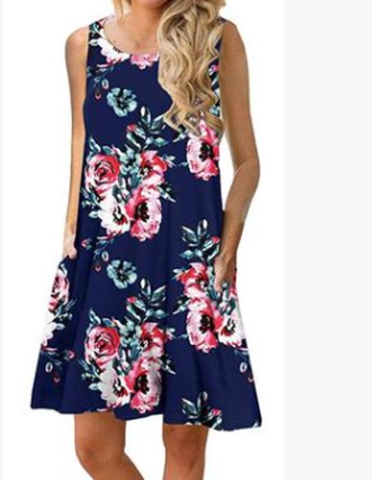 Lina Sleeveless Floral Women T-Shirt Mini Dress