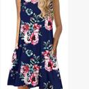 Navy Floral Small Lina Sleeveless Floral Women T-Shirt Mini Dress