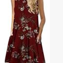 Red Floral Small Lina Sleeveless Floral Women T-Shirt Mini Dress
