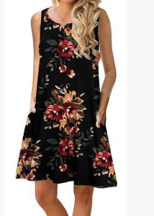 Lina Sleeveless Floral Women T-Shirt Mini Dress