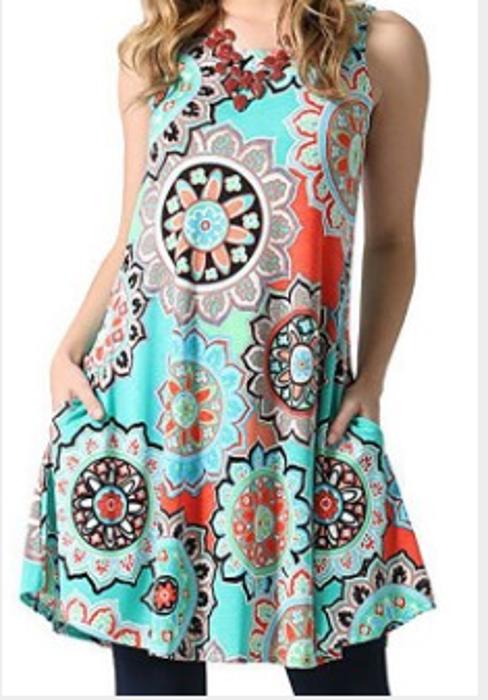 Lina Sleeveless Floral Women T-Shirt Mini Dress