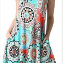 Blue Medallion Small Lina Sleeveless Floral Women T-Shirt Mini Dress