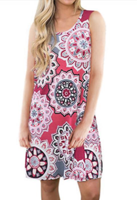 Lina Sleeveless Floral Women T-Shirt Mini Dress