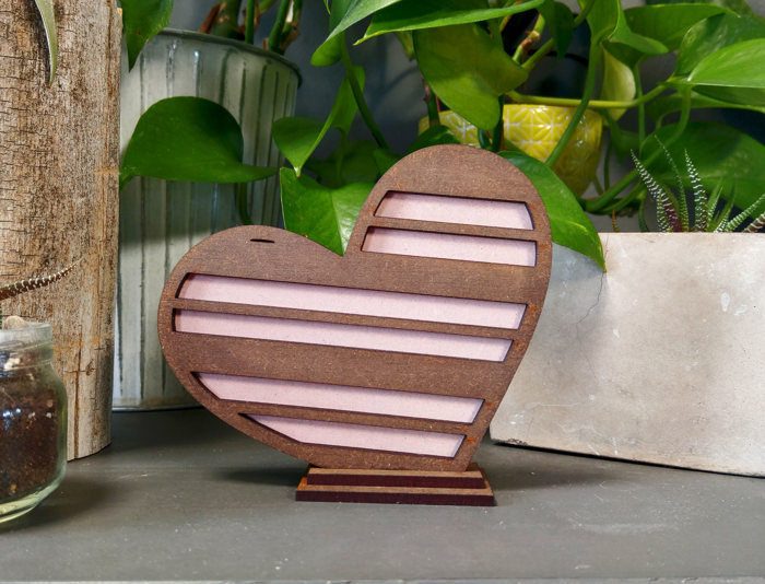 Laser Cut Heart Decor - Small Stripe